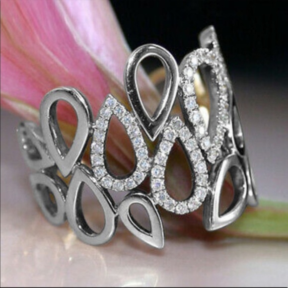 New 925 Silver Water Drop Diamond Ring - Picture 4 of 6